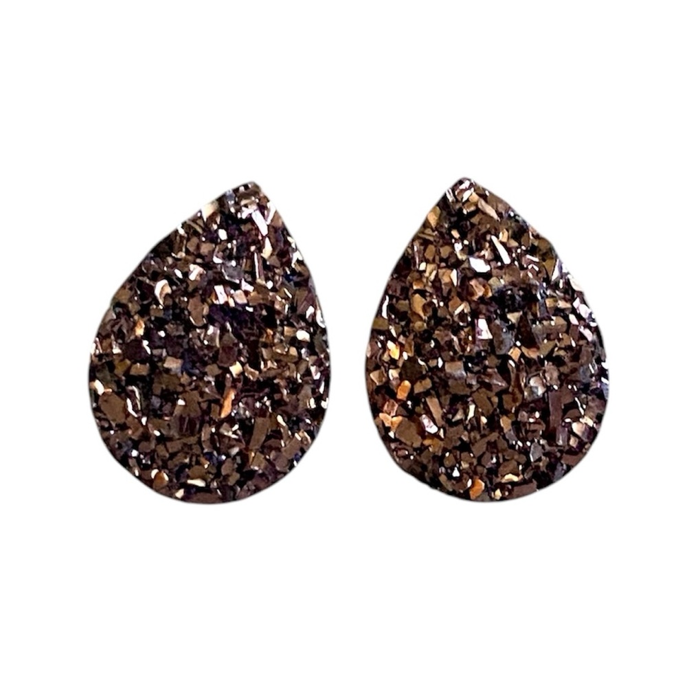 3 for 15🎀flat metallic brown Faux Druzy teardrops